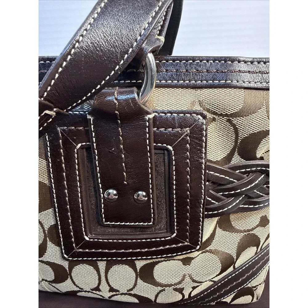 Vintage Y2K Coach Soho 5089 Signature Canvas Braided Leather Satchel Tote Brown